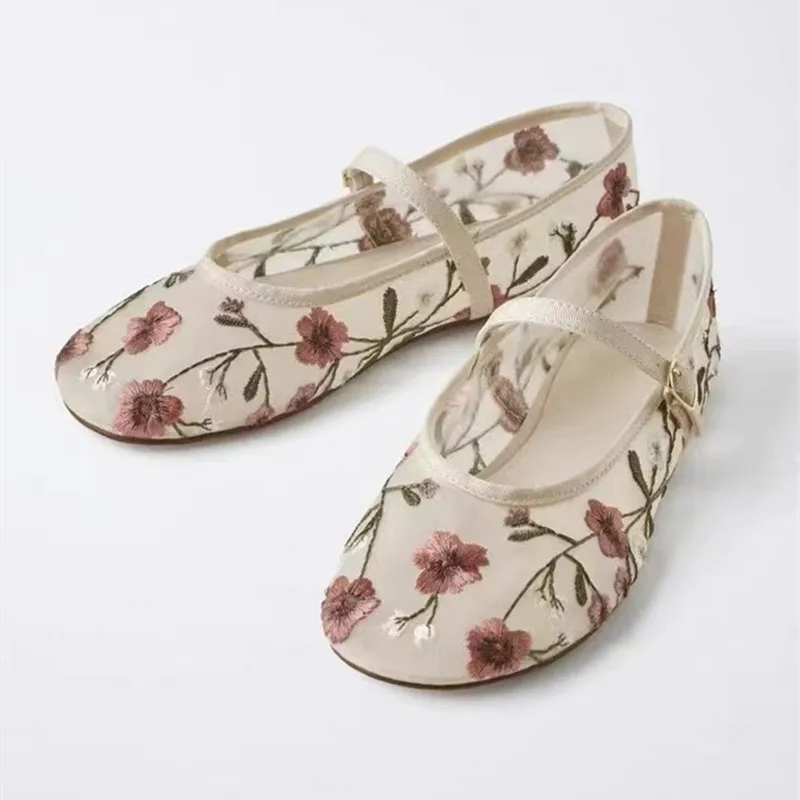 Ethnic Fashion Brand - Mesh Embroidered Leisure Ballet Flats Women