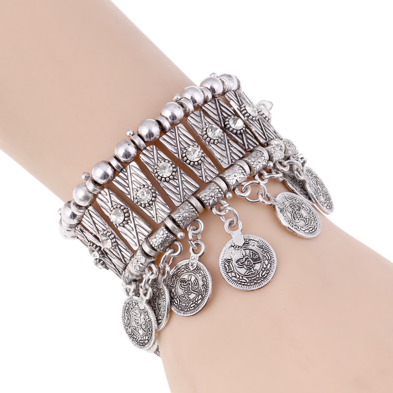 Ethnic Fashion Co In - Vintage Statement Coin Tassel Bracelets Bangles