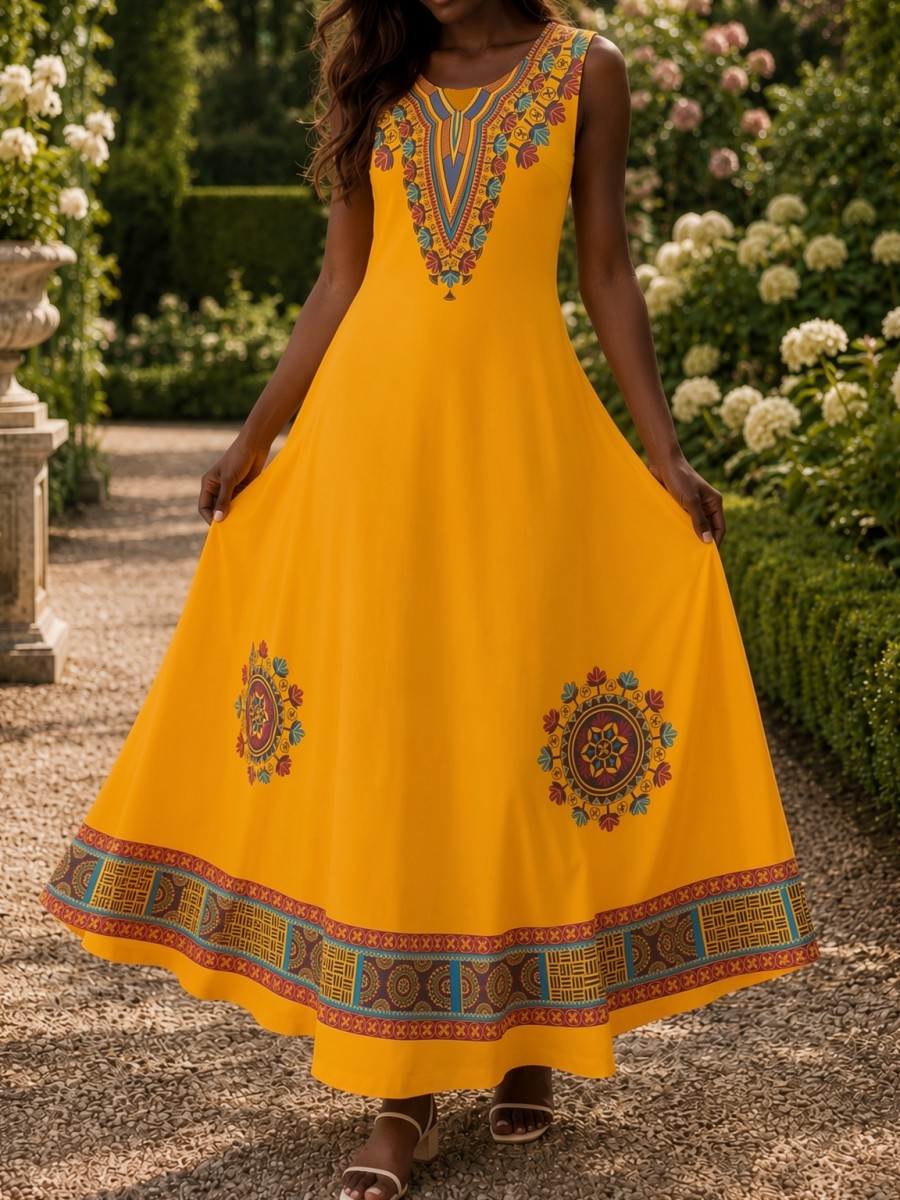 Women's African Print Maxi Dre - Ethnic Boho Fashion recension och pris