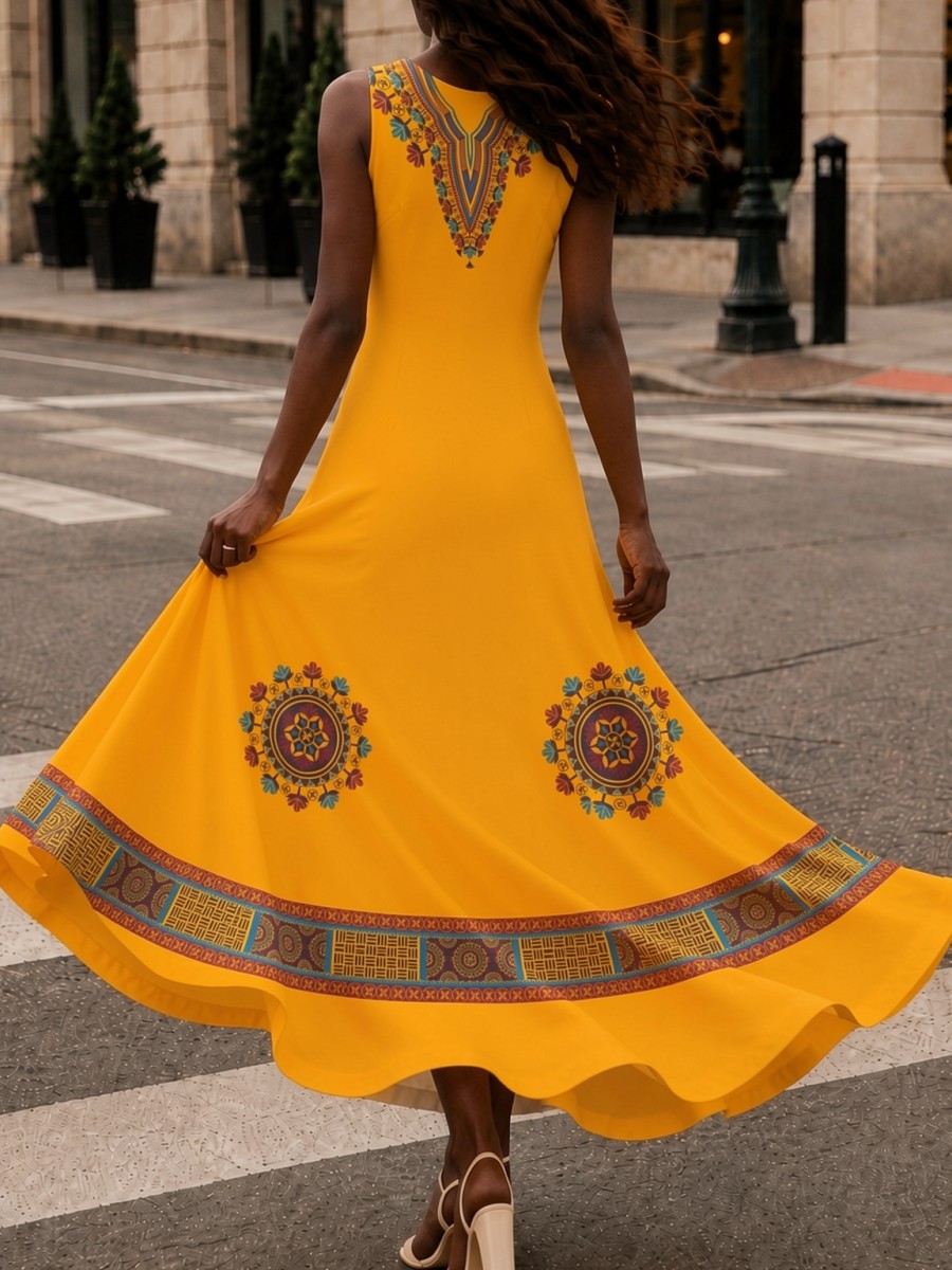 Women's African Print Maxi Dre - Ethnic Boho Fashion recension och pris