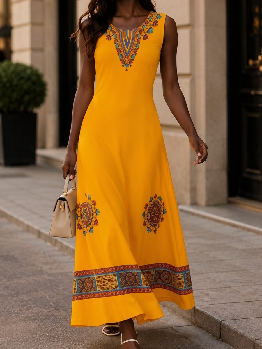 Women's African Print Maxi Dre - Ethnic Boho Fashion recension och pris