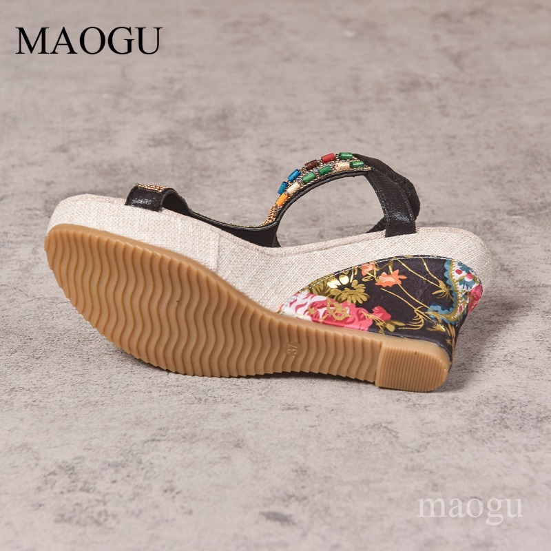 Boho Beaded Floral Wedge Sanda - Ethnic Boho Fashion recension och pris