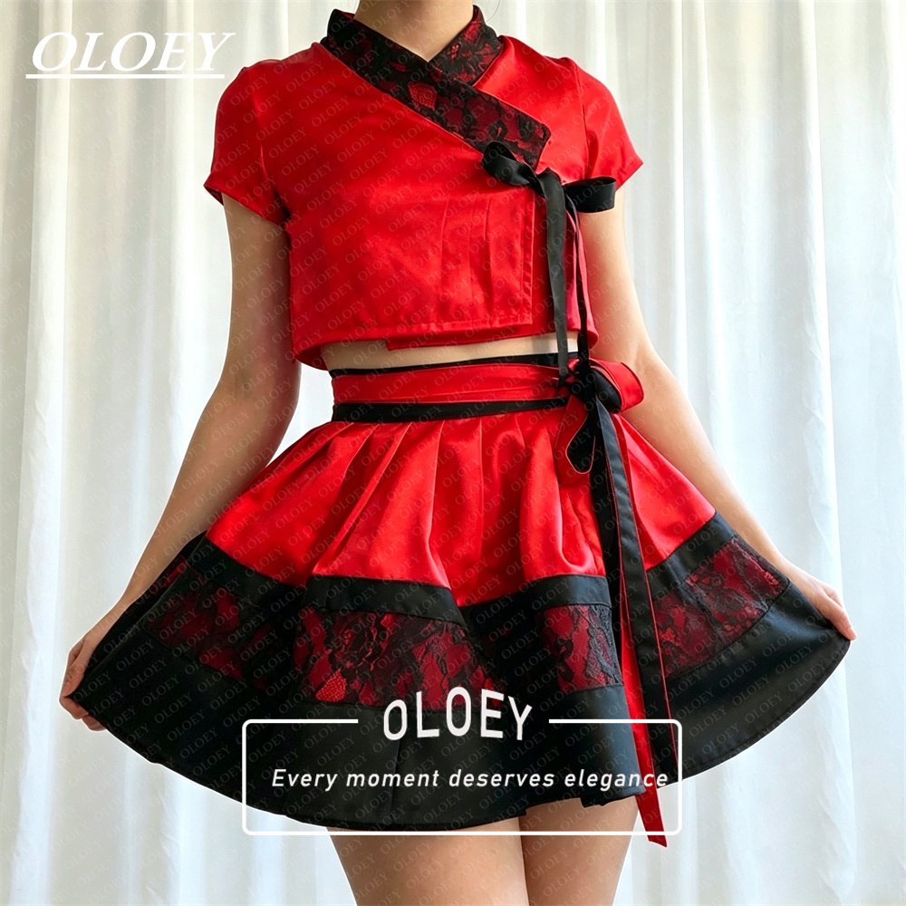 OLOEY Modern Black Red Short C - Hanbok Modern Set recension och pris