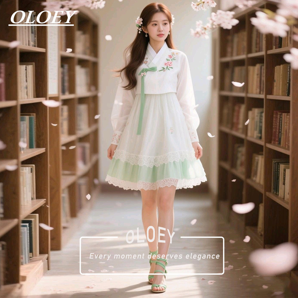 OLOEY Modern Green Ivory Short - Hanbok Modern Set recension och pris